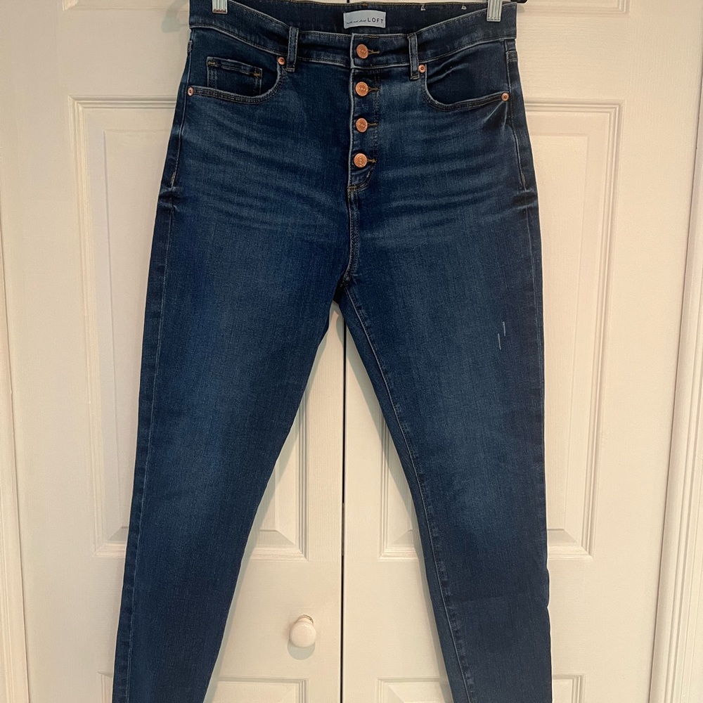 LOFT High Rise Dark Blue Jeans